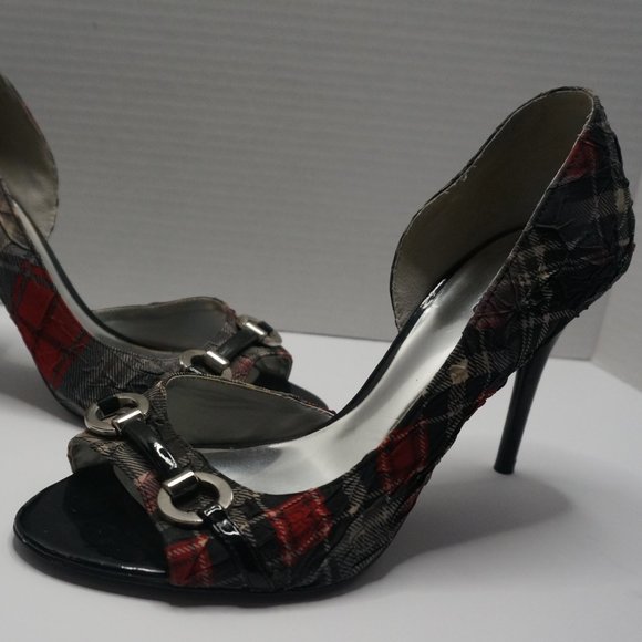 Carlos Black-Red-Gray Plaid Heels - Picture 3 of 6